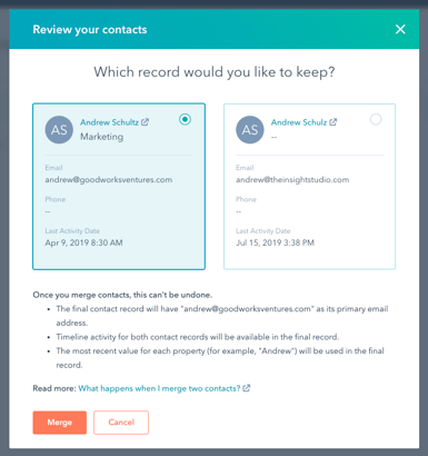 Managing duplicates